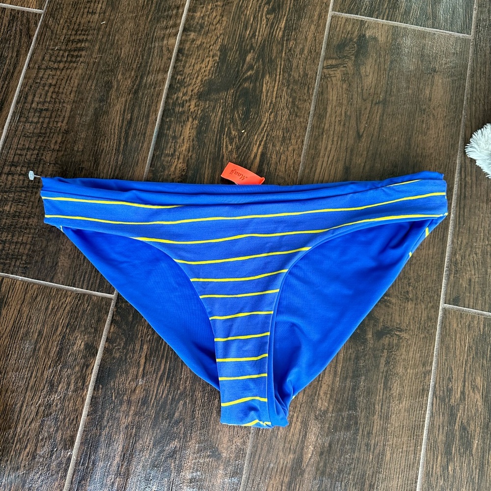 Maaji Royal Blue Bikini Bottom with Yellow Stripes